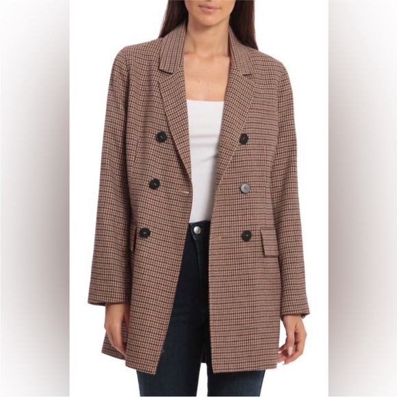 Avec Les Filles Houndstooth Double-Breasted Blazer Sz Medium - Picture 1 of 11